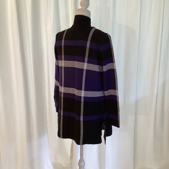 Anne Klein NWT Black/Gray/Purple Long Cardigan - Sweater Jacket - Picture 3 of 7